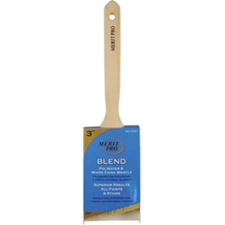 Merit Pro 40 3 in. White China Bristle Polyester Angle Sash Brush 652270000400